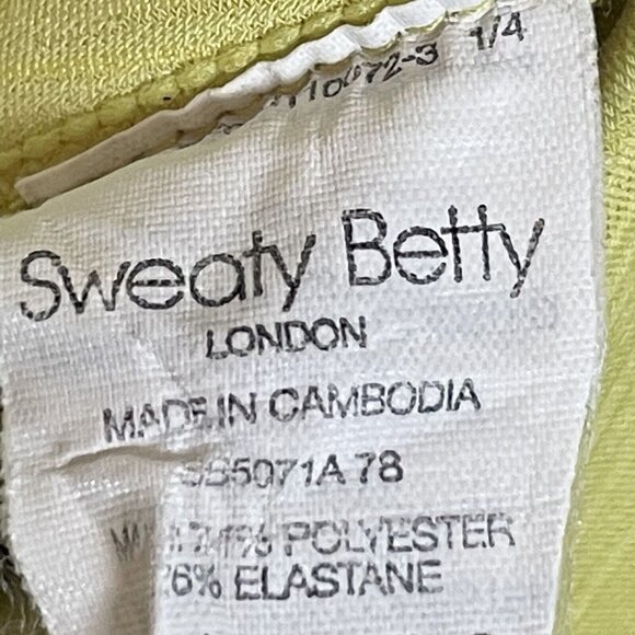 Sweaty Betty Super Sculpt 7/8 Length Leggings Size S Chartruese Yellow Pocket - Picture 7 of 8